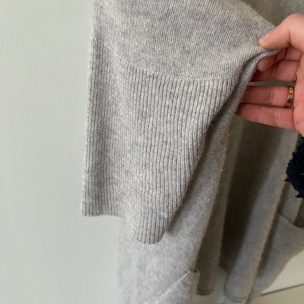 Halogen One Size Gray Open Front 100% Cashmere 3/… - image 8